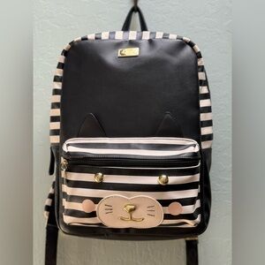 Betsey Johnson Backpack- Black and White with Kitty Face
